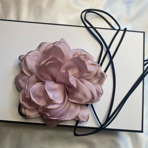 Pink Large Camellia Flower Choker Necklace Rope Strap Women Jewelry New 5” X 5”